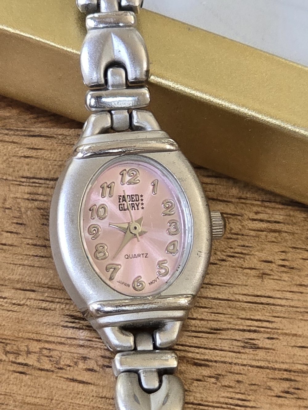 Faded Glory Pink Dial Silver-Tone Quartz Watch